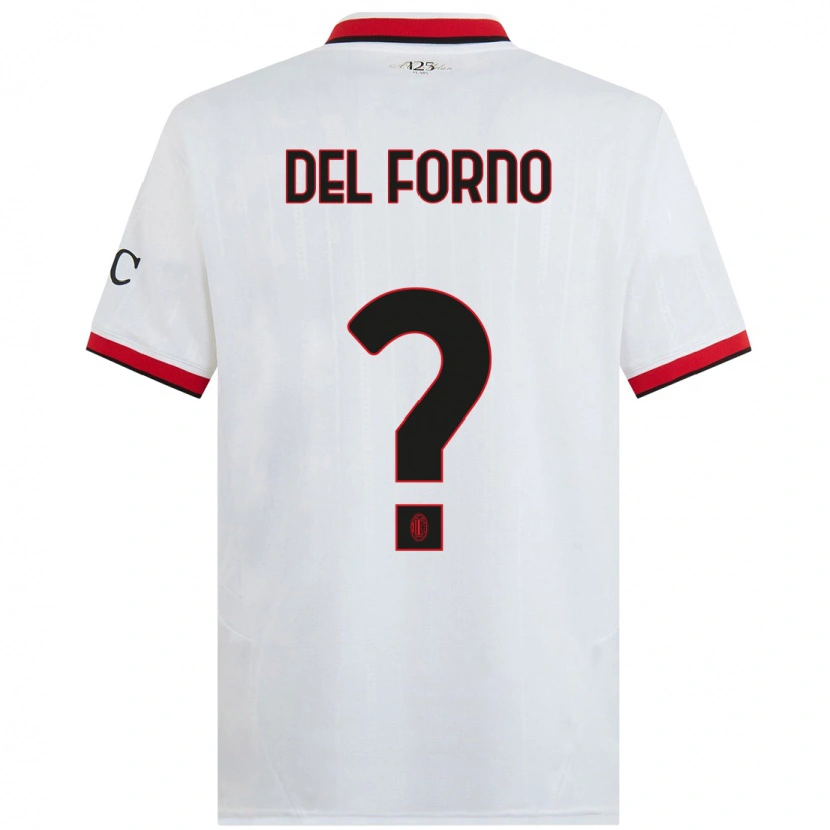 Danxen Kvinder Luca Del Forno #0 Hvid Sort Rød Udebane Spillertrøjer 2024/25 Trøje T-Shirt