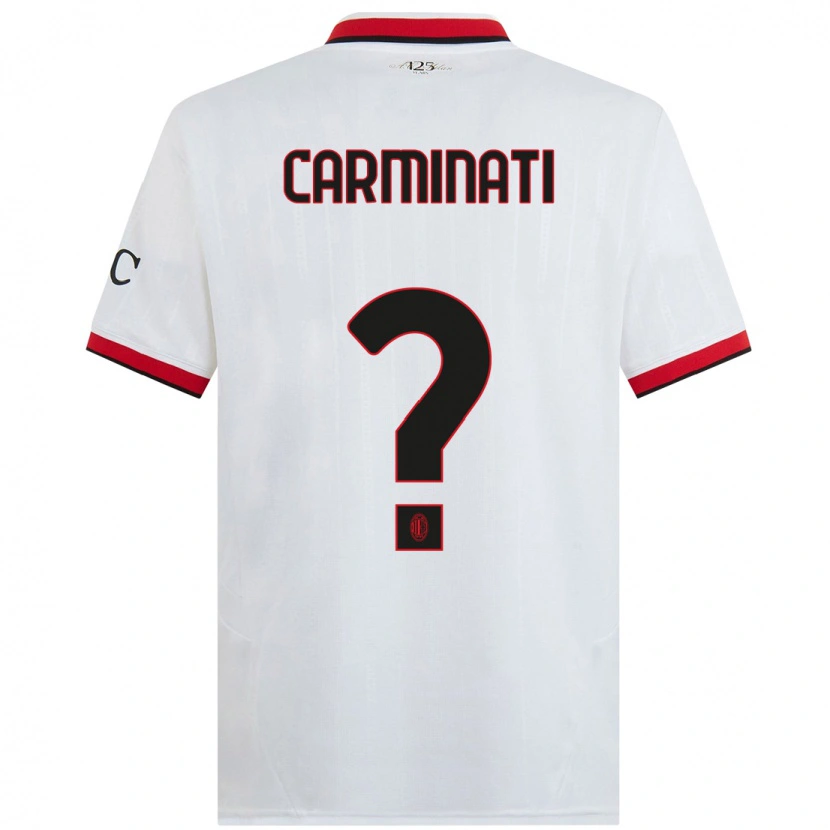 Danxen Kvinder Diego Carminati #0 Hvid Sort Rød Udebane Spillertrøjer 2024/25 Trøje T-Shirt