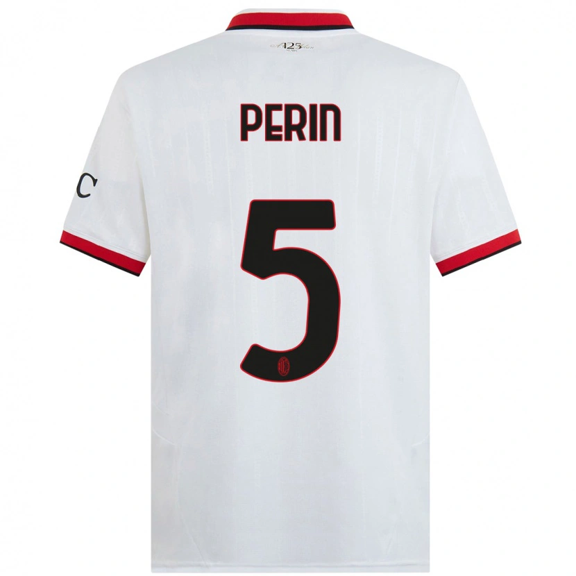 Danxen Kvinder Ernesto Perin #5 Hvid Sort Rød Udebane Spillertrøjer 2024/25 Trøje T-Shirt