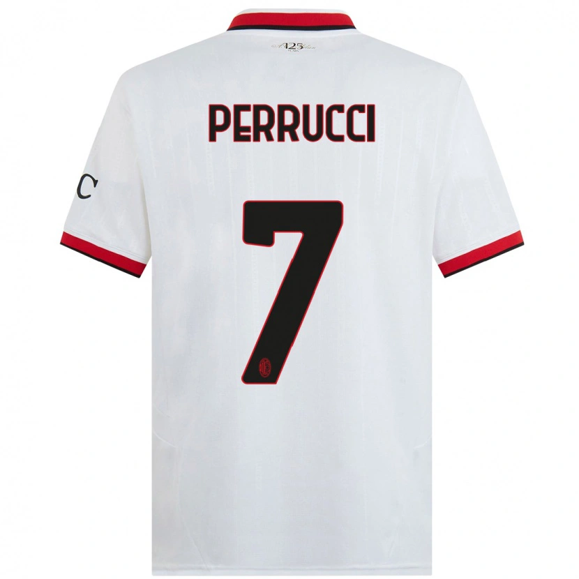 Danxen Kvinder Vincenzo Perrucci #7 Hvid Sort Rød Udebane Spillertrøjer 2024/25 Trøje T-Shirt