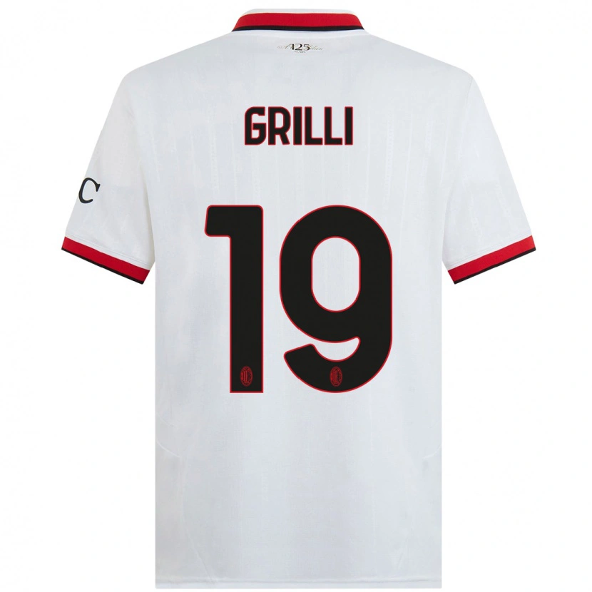 Danxen Kvinder Lorenzo Grilli #19 Hvid Sort Rød Udebane Spillertrøjer 2024/25 Trøje T-Shirt