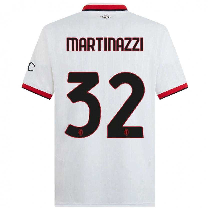 Danxen Kvinder Luca Martinazzi #32 Hvid Sort Rød Udebane Spillertrøjer 2024/25 Trøje T-Shirt