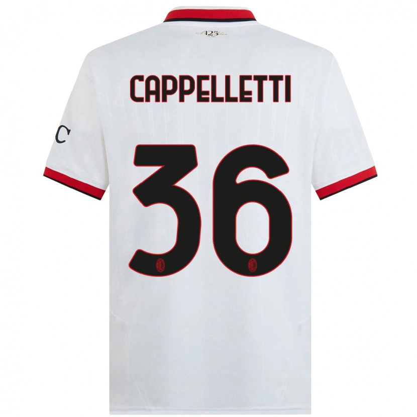 Danxen Kvinder Mattia Cappelletti #36 Hvid Sort Rød Udebane Spillertrøjer 2024/25 Trøje T-Shirt