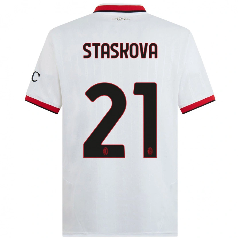 Danxen Kvinder Andrea Stašková #21 Hvid Sort Rød Udebane Spillertrøjer 2024/25 Trøje T-Shirt