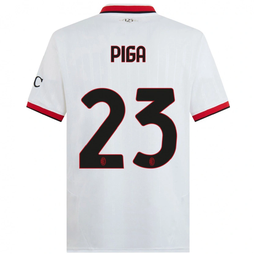 Danxen Kvinder Julie Piga #23 Hvid Sort Rød Udebane Spillertrøjer 2024/25 Trøje T-Shirt