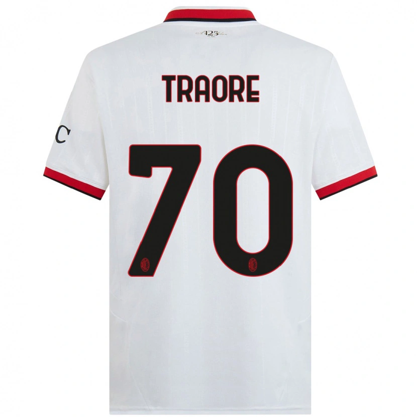Danxen Kvinder Chaka Traorè #70 Hvid Sort Rød Udebane Spillertrøjer 2024/25 Trøje T-Shirt