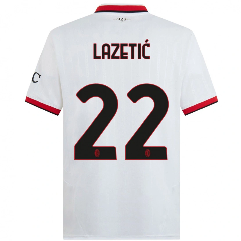 Danxen Kvinder Marko Lazetic #22 Hvid Sort Rød Udebane Spillertrøjer 2024/25 Trøje T-Shirt