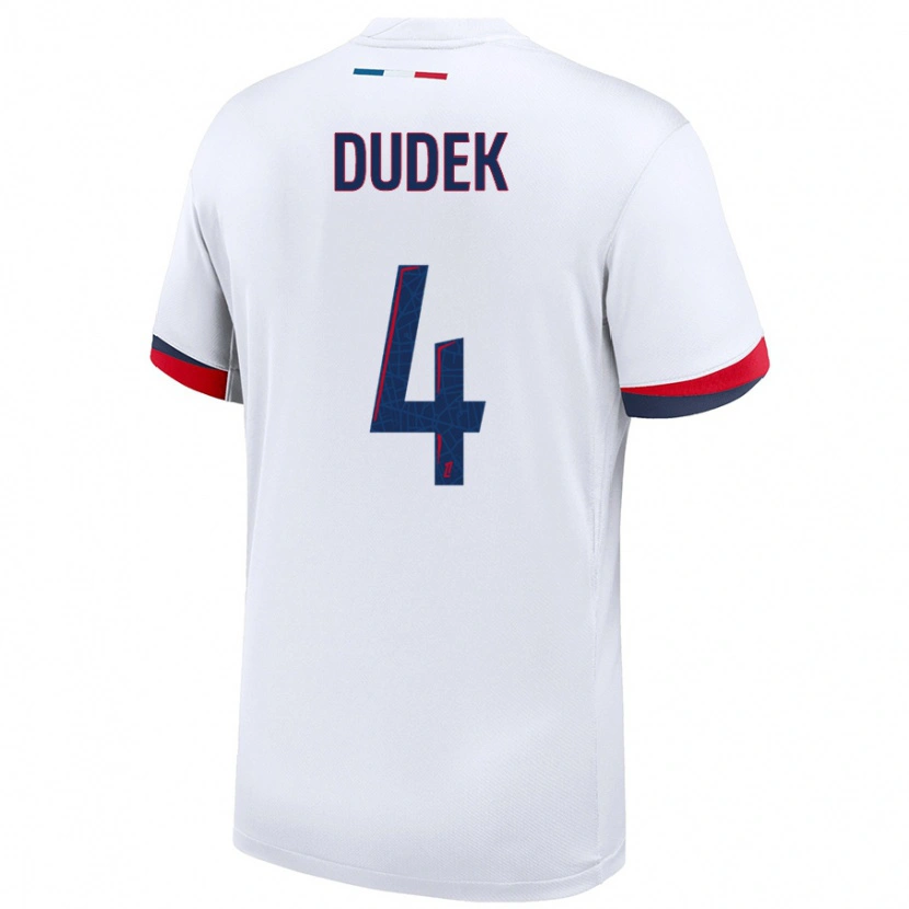 Danxen Kvinder Paulina Dudek #4 Hvid Blå Rød Udebane Spillertrøjer 2024/25 Trøje T-Shirt