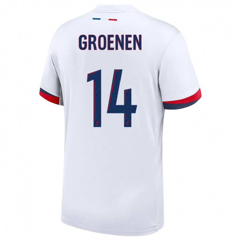 Danxen Kvinder Jackie Groenen #14 Hvid Blå Rød Udebane Spillertrøjer 2024/25 Trøje T-Shirt
