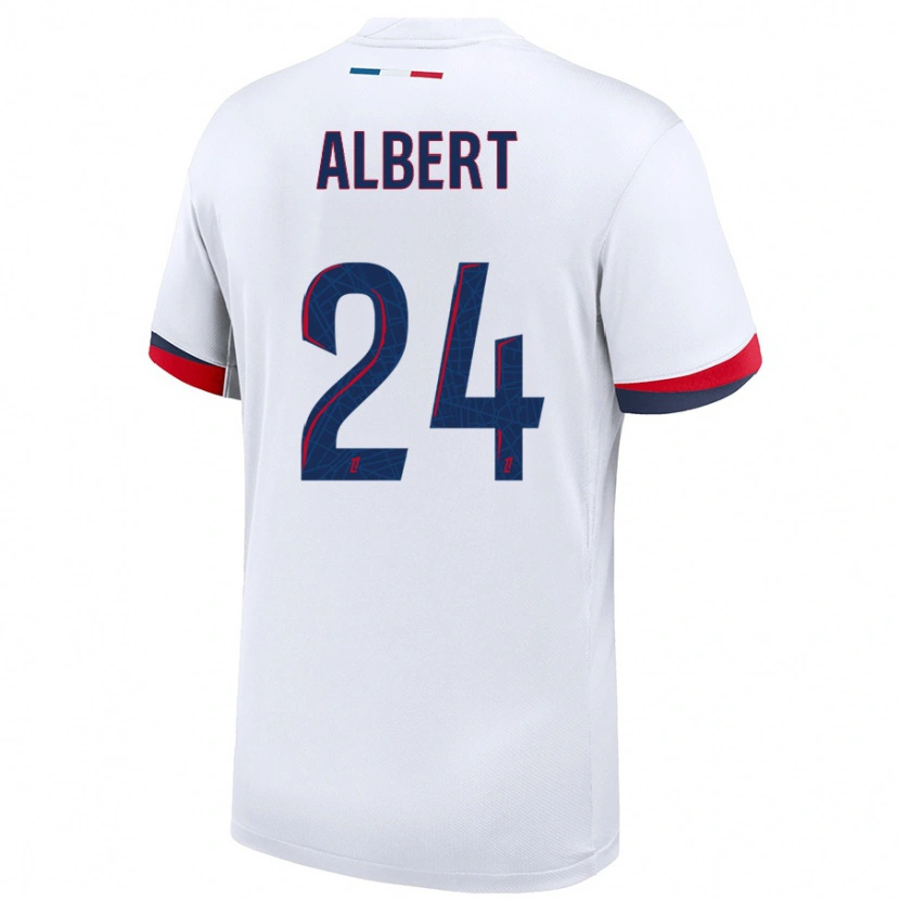 Danxen Kvinder Korbin Albert #24 Hvid Blå Rød Udebane Spillertrøjer 2024/25 Trøje T-Shirt