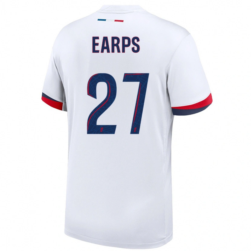 Danxen Kvinder Mary Earps #27 Hvid Blå Rød Udebane Spillertrøjer 2024/25 Trøje T-Shirt
