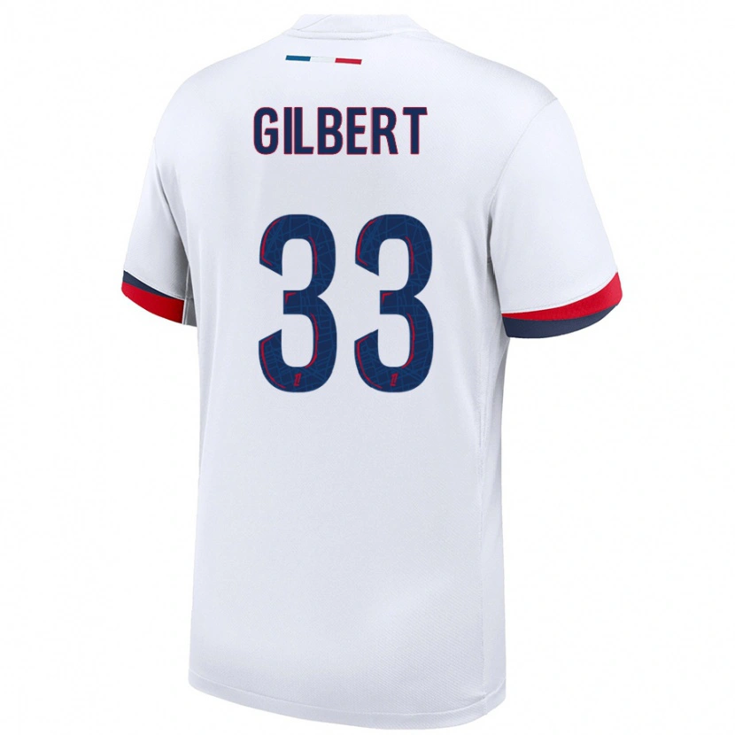Danxen Kvinder Tara Elimbi Gilbert #33 Hvid Blå Rød Udebane Spillertrøjer 2024/25 Trøje T-Shirt