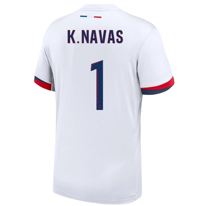 Danxen Kvinder Keylor Navas #1 Hvid Blå Rød Udebane Spillertrøjer 2024/25 Trøje T-Shirt