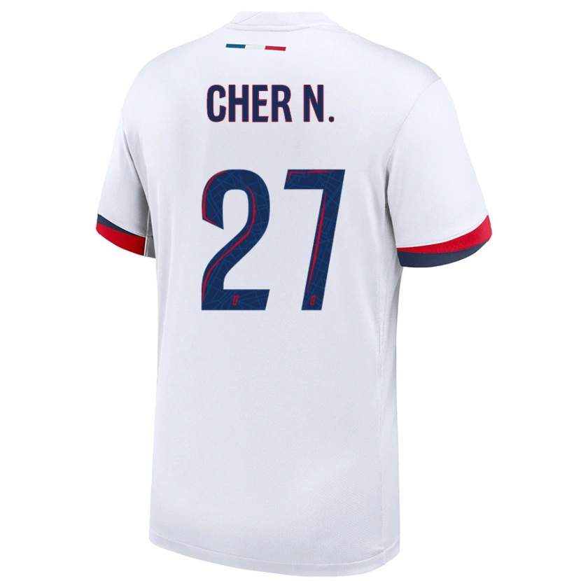Danxen Kvinder Cher Ndour #27 Hvid Blå Rød Udebane Spillertrøjer 2024/25 Trøje T-Shirt