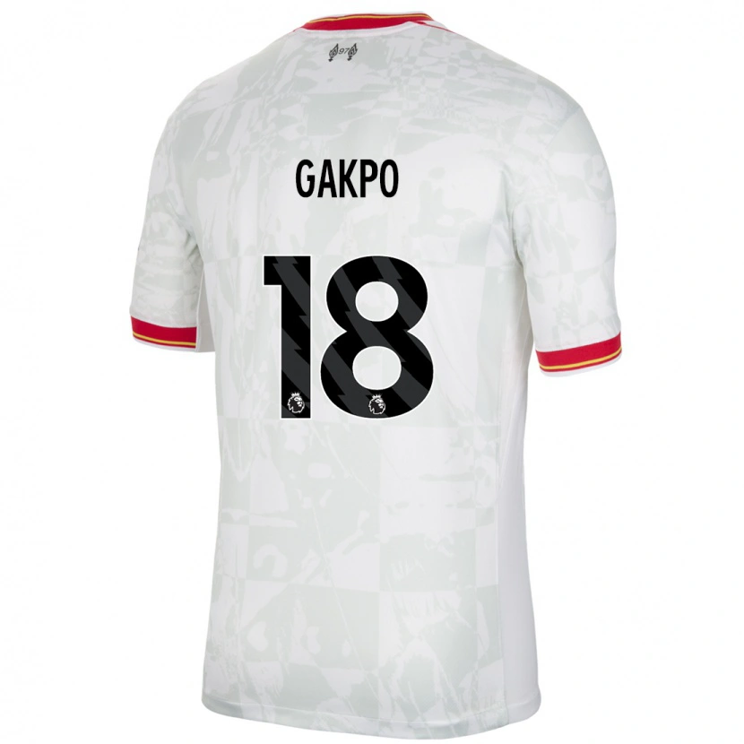 Danxen Kvinder Cody Gakpo #18 Hvid Rød Sort Tredje Sæt Spillertrøjer 2024/25 Trøje T-Shirt