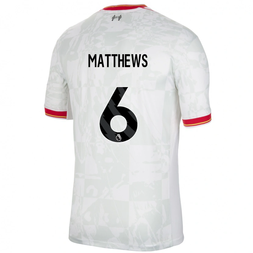 Danxen Kvinder Jasmine Matthews #6 Hvid Rød Sort Tredje Sæt Spillertrøjer 2024/25 Trøje T-Shirt