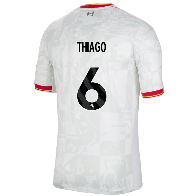 Danxen Kvinder Thiago #6 Hvid Rød Sort Tredje Sæt Spillertrøjer 2024/25 Trøje T-Shirt