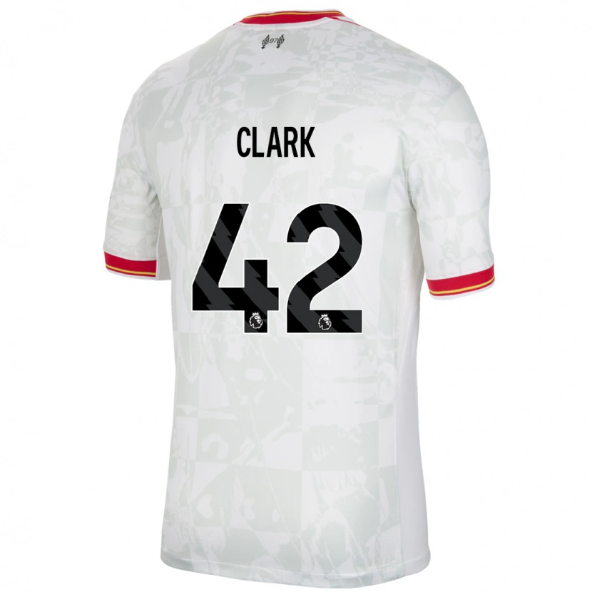 Danxen Kvinder Bobby Clark #42 Hvid Rød Sort Tredje Sæt Spillertrøjer 2024/25 Trøje T-Shirt