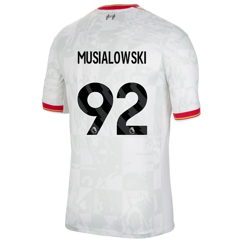 Danxen Kvinder Mateusz Musialowski #92 Hvid Rød Sort Tredje Sæt Spillertrøjer 2024/25 Trøje T-Shirt