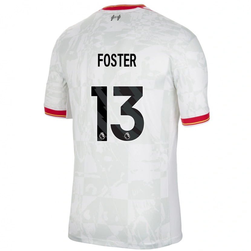 Danxen Kvinder Rylee Foster #13 Hvid Rød Sort Tredje Sæt Spillertrøjer 2024/25 Trøje T-Shirt