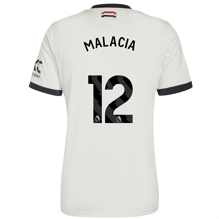 Danxen Kvinder Tyrell Malacia #12 Råhvid Tredje Sæt Spillertrøjer 2024/25 Trøje T-Shirt