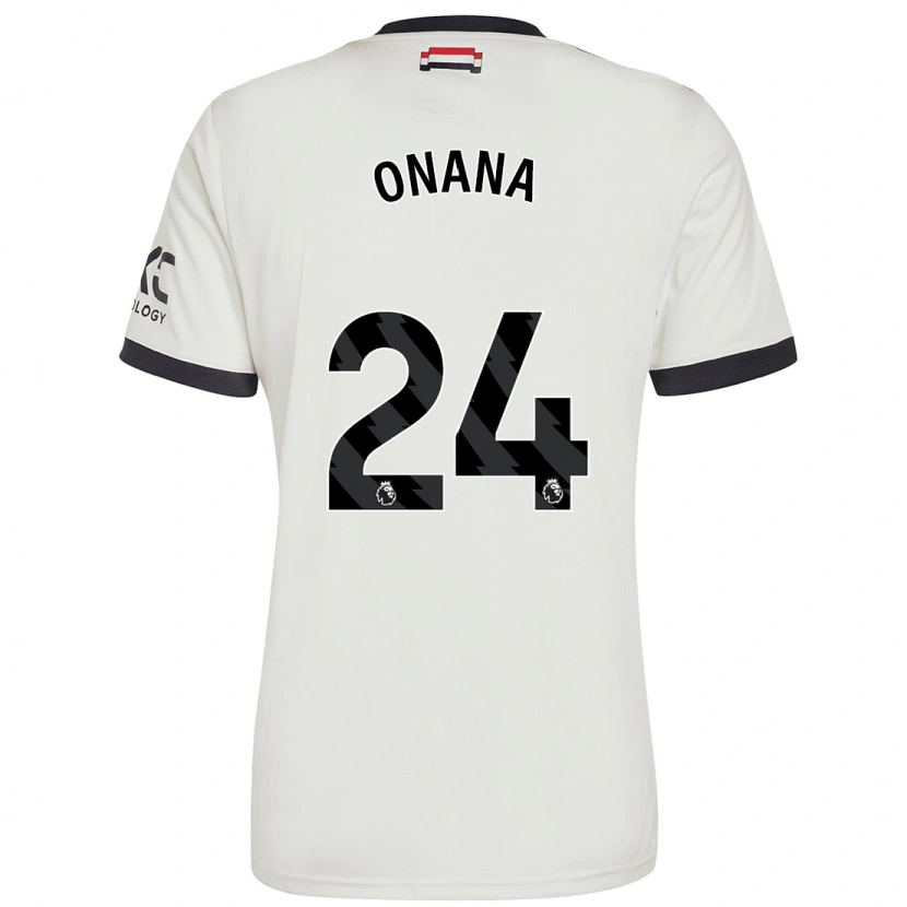 Danxen Kvinder André Onana #24 Råhvid Tredje Sæt Spillertrøjer 2024/25 Trøje T-Shirt