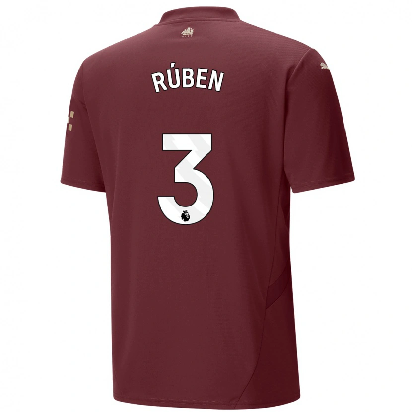 Danxen Kvinder Rúben Dias #3 Rødbrun Tredje Sæt Spillertrøjer 2024/25 Trøje T-Shirt