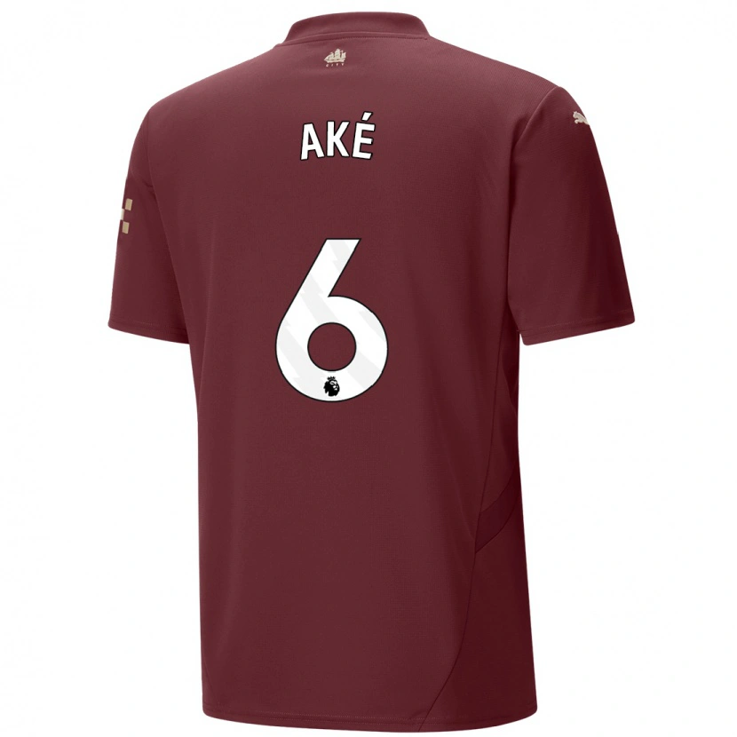 Danxen Kvinder Nathan Aké #6 Rødbrun Tredje Sæt Spillertrøjer 2024/25 Trøje T-Shirt