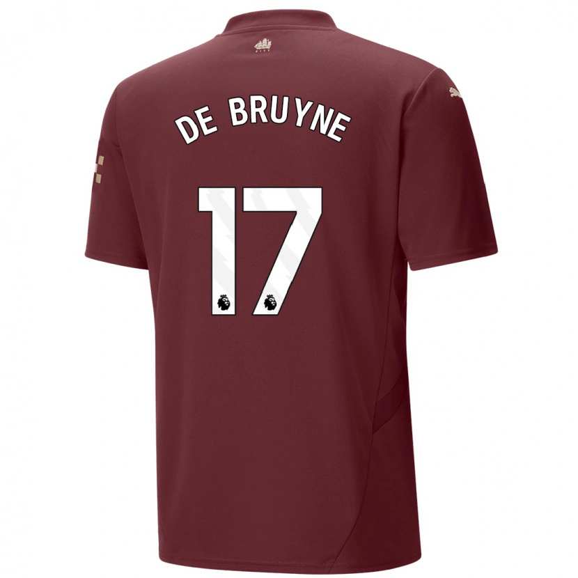 Danxen Kvinder Kevin De Bruyne #17 Rødbrun Tredje Sæt Spillertrøjer 2024/25 Trøje T-Shirt