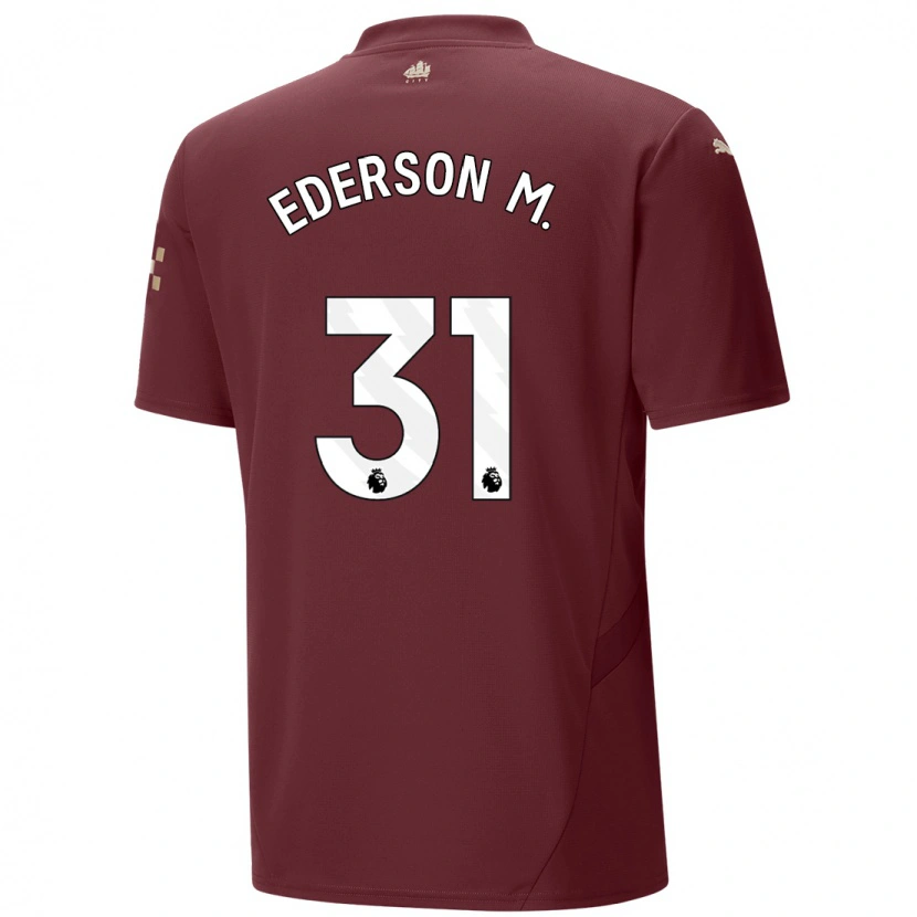 Danxen Kvinder Ederson #31 Rødbrun Tredje Sæt Spillertrøjer 2024/25 Trøje T-Shirt