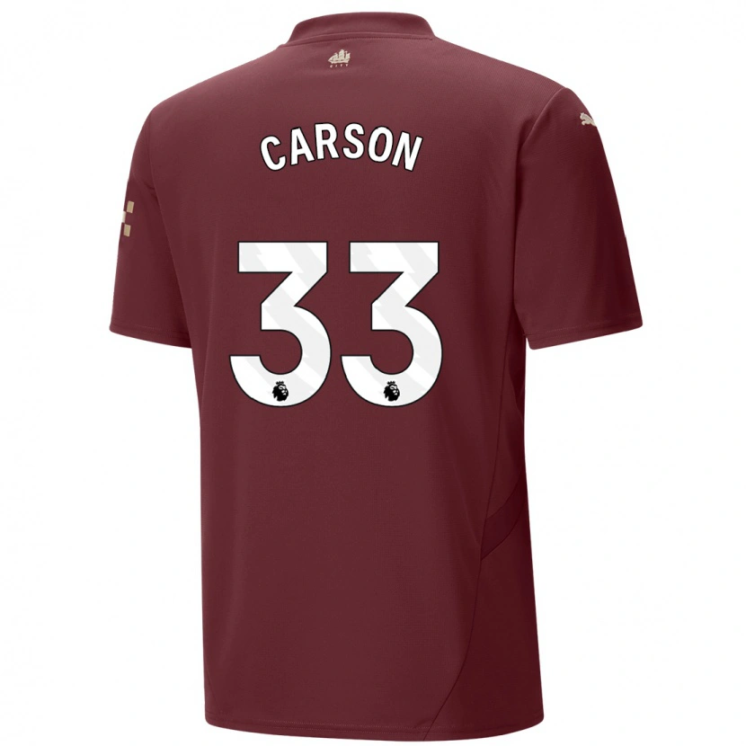Danxen Kvinder Scott Carson #33 Rødbrun Tredje Sæt Spillertrøjer 2024/25 Trøje T-Shirt