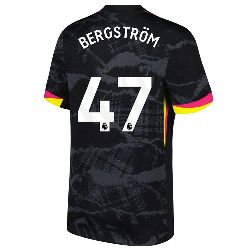 Danxen Kvinder Lucas Bergström #47 Sort Pink Tredje Sæt Spillertrøjer 2024/25 Trøje T-Shirt