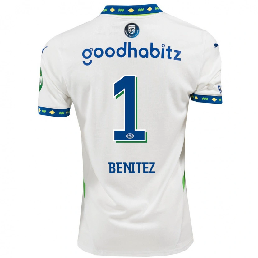 Danxen Kvinder Walter Benítez #1 Hvid Mørkeblå Tredje Sæt Spillertrøjer 2024/25 Trøje T-Shirt