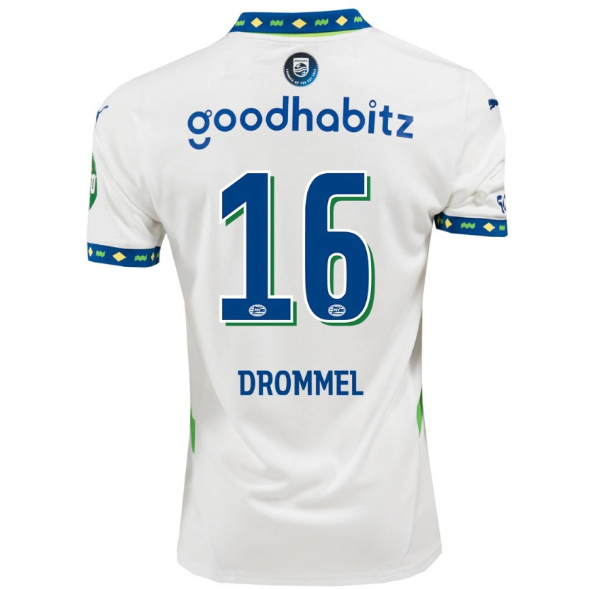 Danxen Kvinder Joël Drommel #16 Hvid Mørkeblå Tredje Sæt Spillertrøjer 2024/25 Trøje T-Shirt