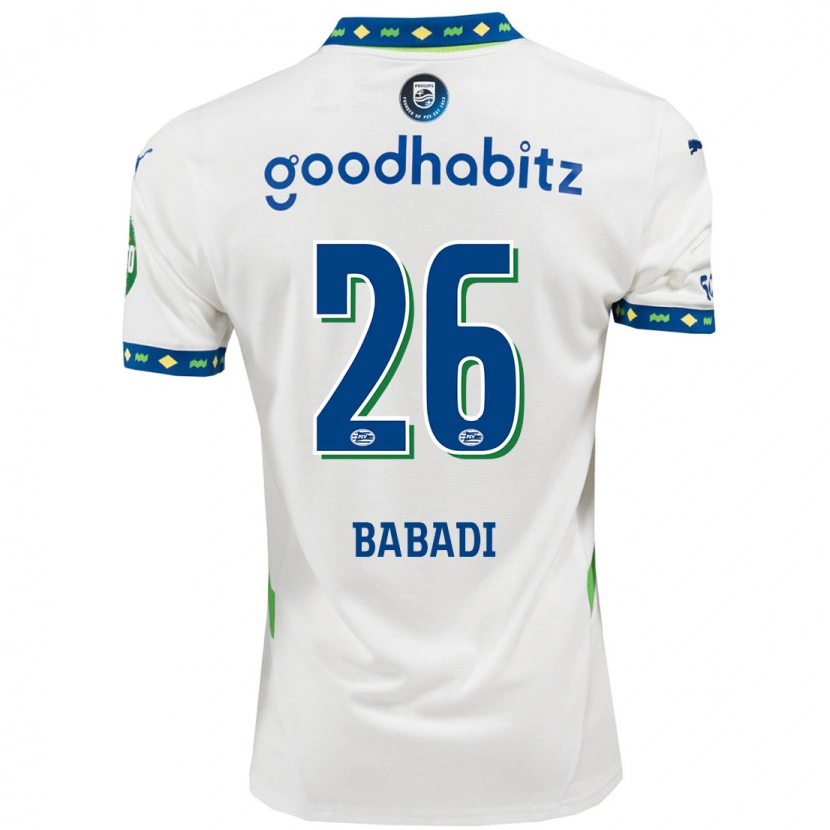 Danxen Kvinder Isaac Babadi #26 Hvid Mørkeblå Tredje Sæt Spillertrøjer 2024/25 Trøje T-Shirt
