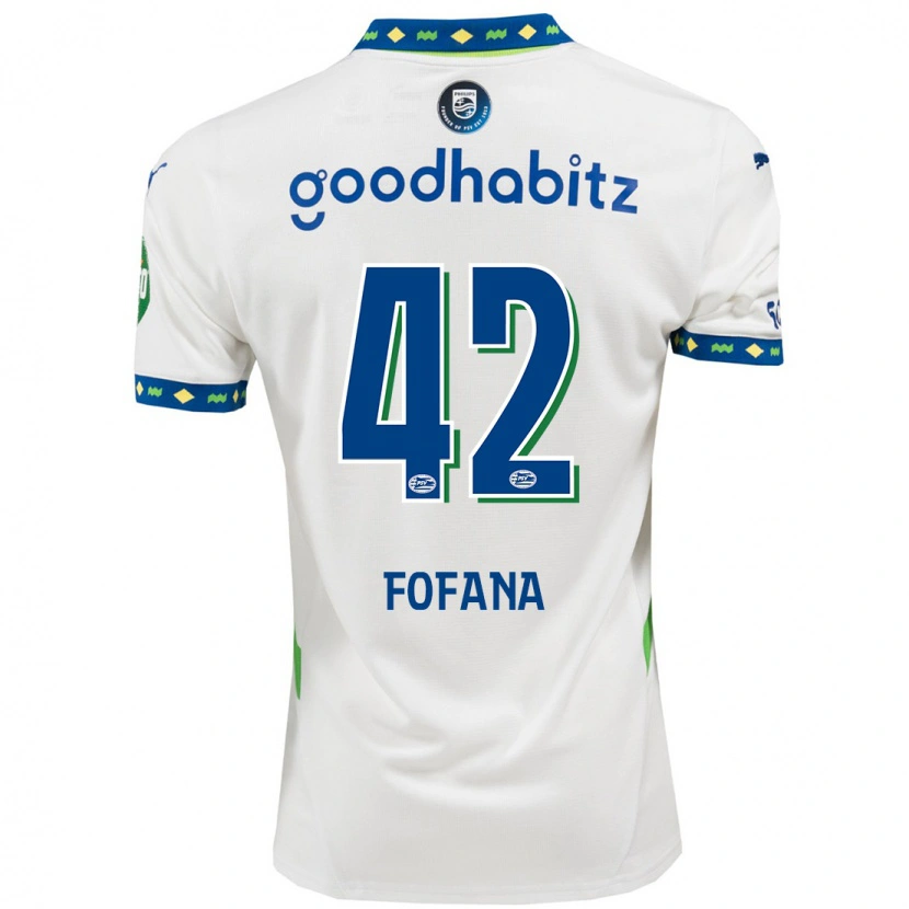 Danxen Kvinder Fodé Fofana #42 Hvid Mørkeblå Tredje Sæt Spillertrøjer 2024/25 Trøje T-Shirt