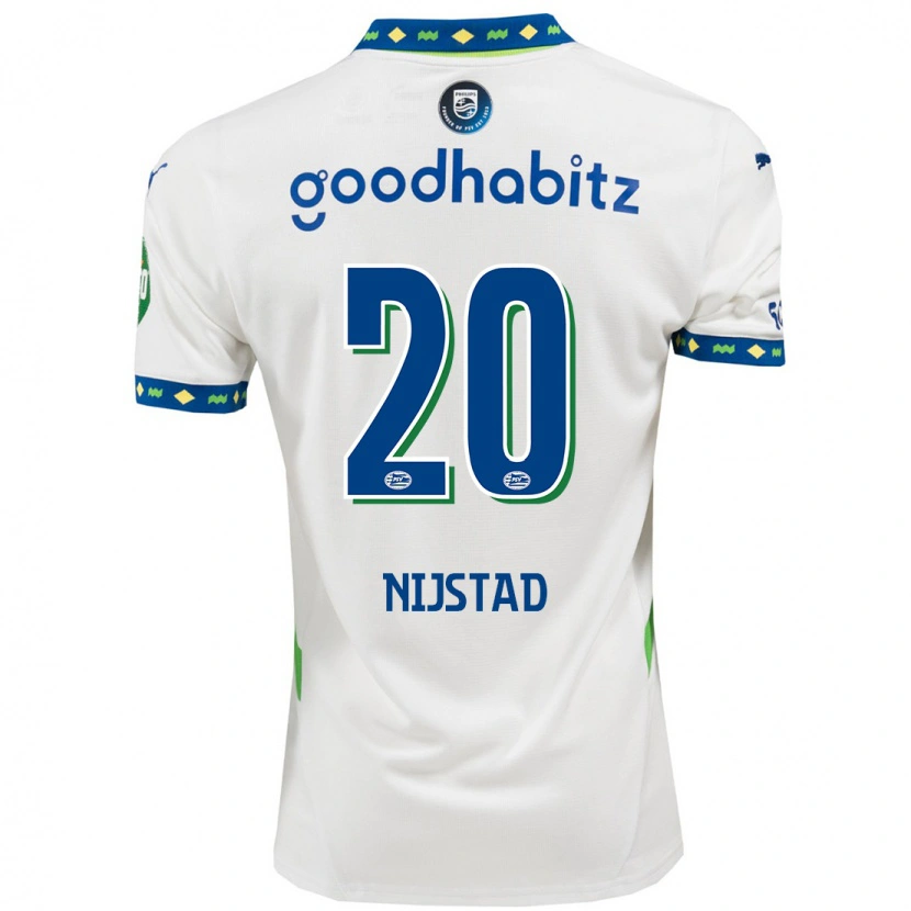 Danxen Kvinder Nina Nijstad #20 Hvid Mørkeblå Tredje Sæt Spillertrøjer 2024/25 Trøje T-Shirt