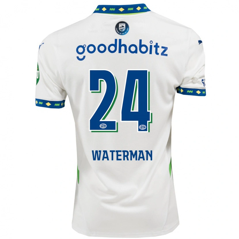 Danxen Kvinder Boy Waterman #24 Hvid Mørkeblå Tredje Sæt Spillertrøjer 2024/25 Trøje T-Shirt