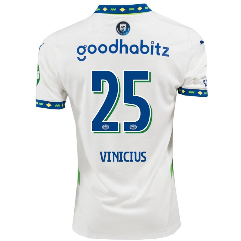 Danxen Kvinder Carlos Vinicius #25 Hvid Mørkeblå Tredje Sæt Spillertrøjer 2024/25 Trøje T-Shirt