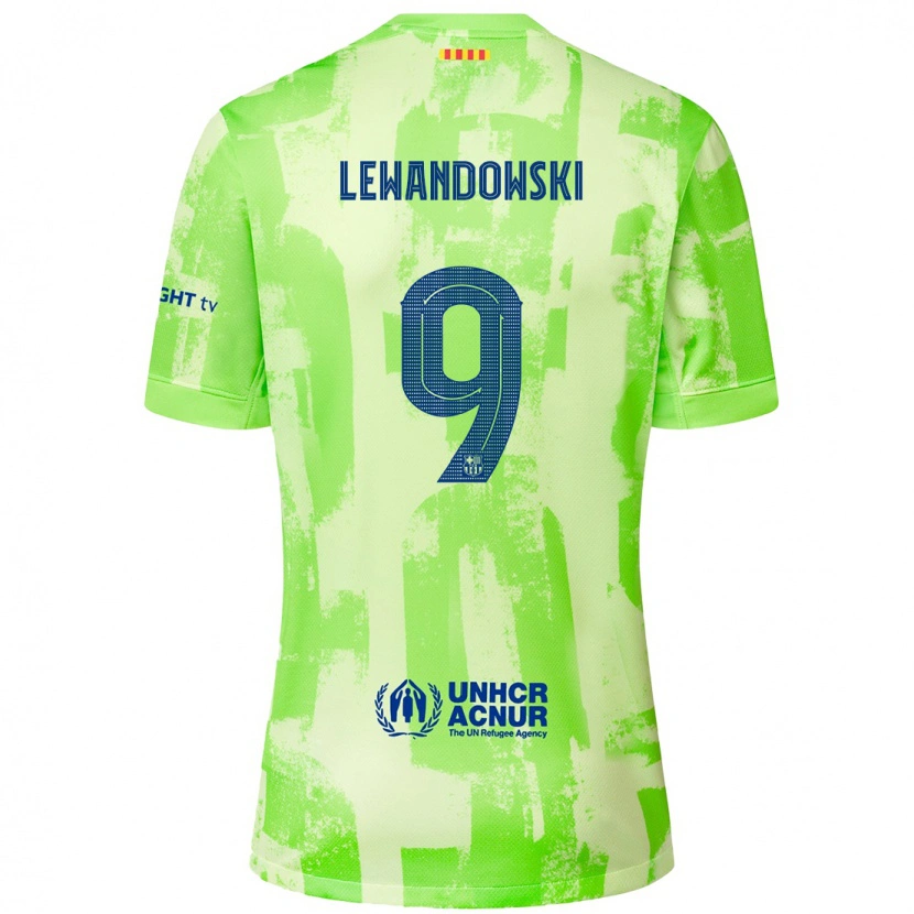 Danxen Kvinder Robert Lewandowski #9 Lime Tredje Sæt Spillertrøjer 2024/25 Trøje T-Shirt