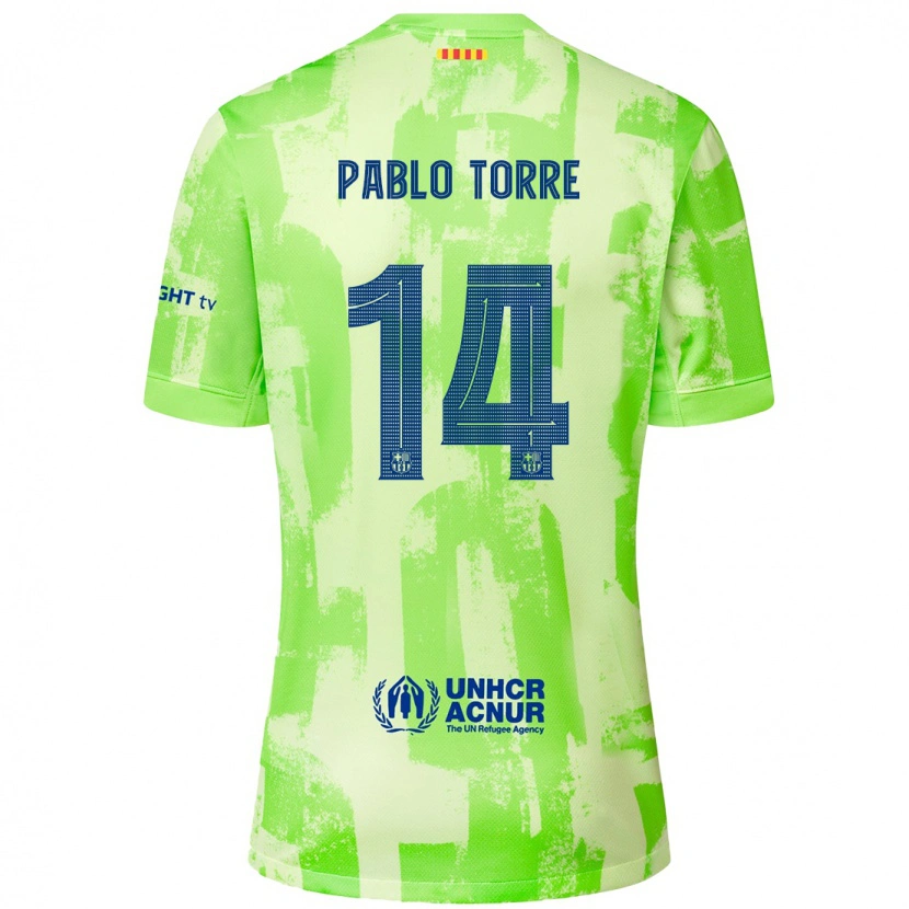 Danxen Kvinder Pablo Torre #14 Lime Tredje Sæt Spillertrøjer 2024/25 Trøje T-Shirt