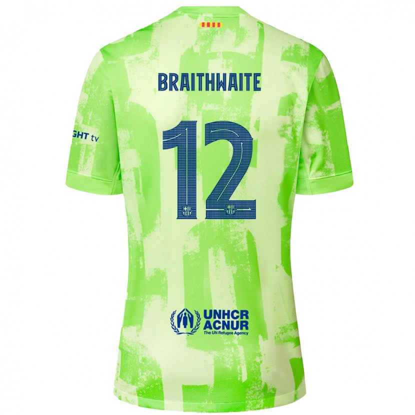 Danxen Kvinder Martin Braithwaite #12 Lime Tredje Sæt Spillertrøjer 2024/25 Trøje T-Shirt