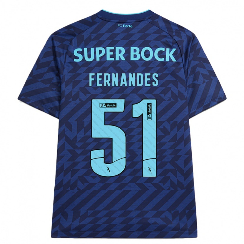 Danxen Kvinder Diogo Fernandes #51 Marineblå Tredje Sæt Spillertrøjer 2024/25 Trøje T-Shirt