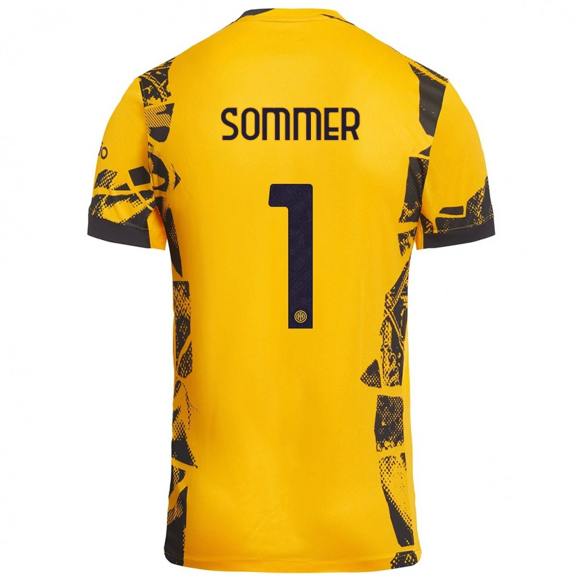 Danxen Kvinder Yann Sommer #1 Guld Sort Tredje Sæt Spillertrøjer 2024/25 Trøje T-Shirt