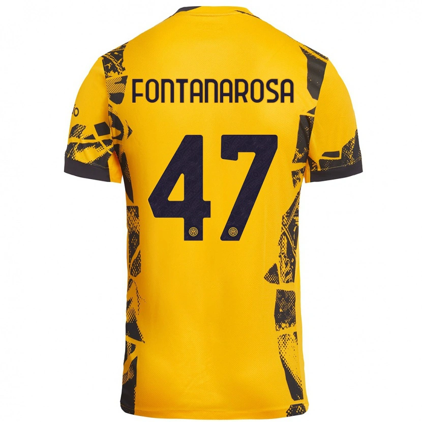 Danxen Kvinder Alessandro Fontanarosa #47 Guld Sort Tredje Sæt Spillertrøjer 2024/25 Trøje T-Shirt
