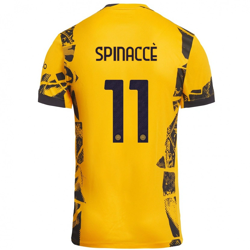 Danxen Kvinder Matteo Spinaccè #11 Guld Sort Tredje Sæt Spillertrøjer 2024/25 Trøje T-Shirt