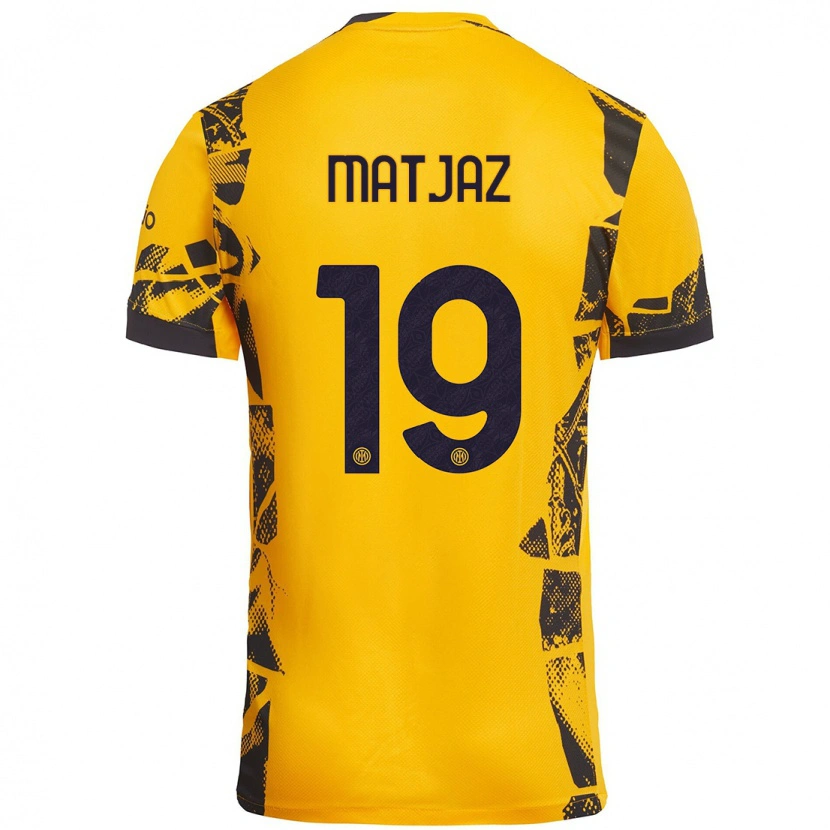 Danxen Kvinder Samo Matjaz #19 Guld Sort Tredje Sæt Spillertrøjer 2024/25 Trøje T-Shirt