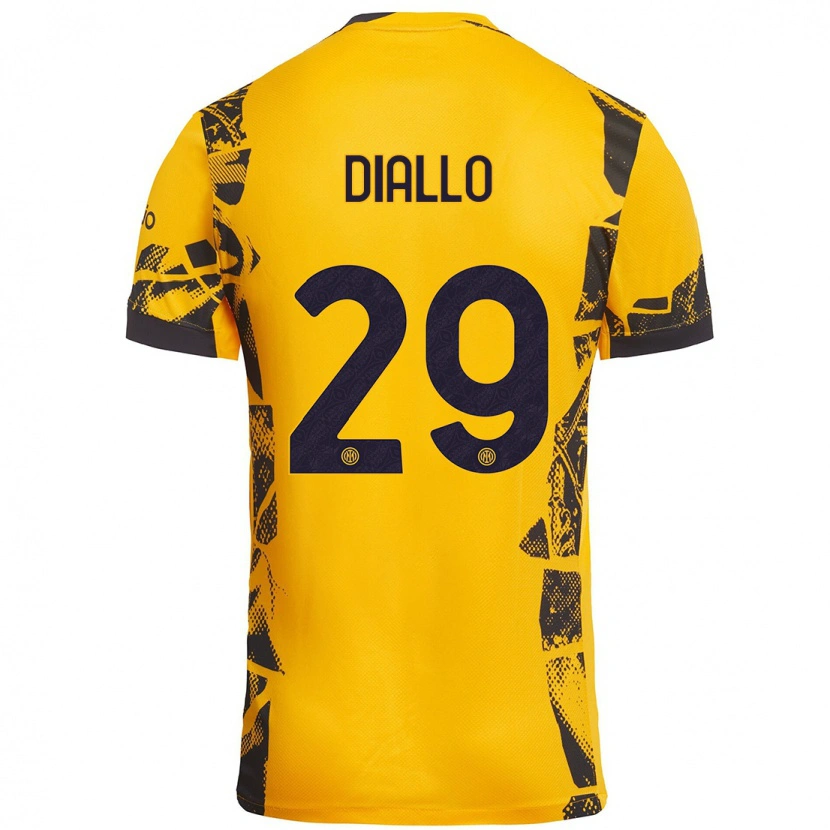 Danxen Kvinder Oumar Diallo #29 Guld Sort Tredje Sæt Spillertrøjer 2024/25 Trøje T-Shirt