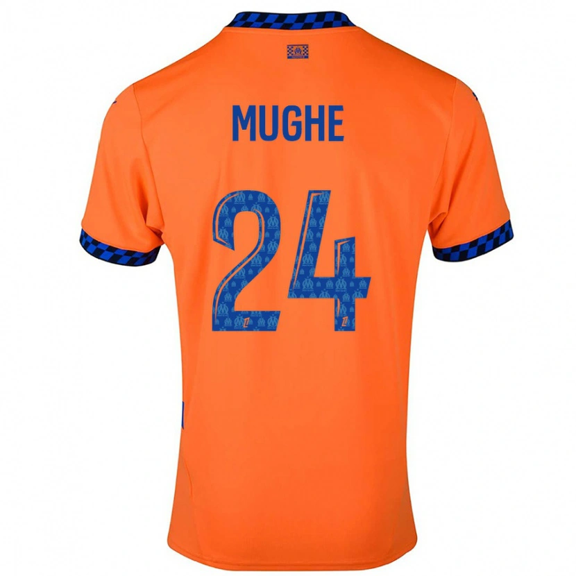 Danxen Kvinder François Mughe #24 Orange Mørkeblå Tredje Sæt Spillertrøjer 2024/25 Trøje T-Shirt