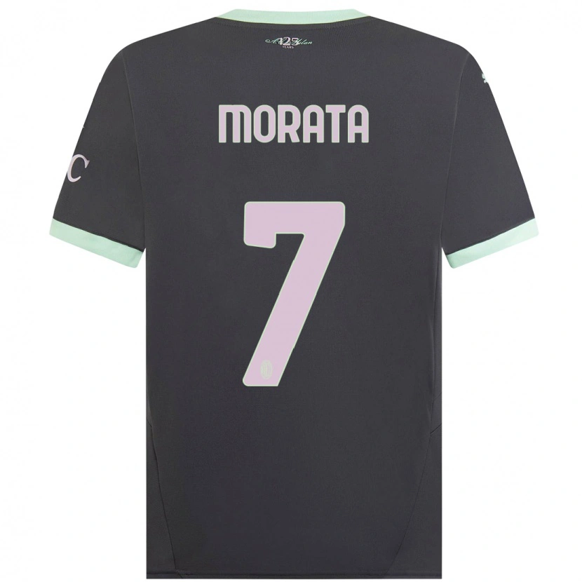 Danxen Kvinder Álvaro Morata #7 Grå Tredje Sæt Spillertrøjer 2024/25 Trøje T-Shirt